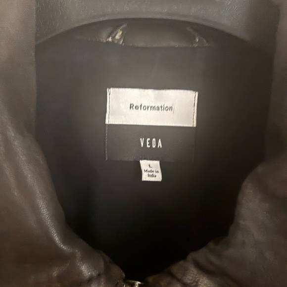 Reformation Veda Brown Leather Jacket - L - Picture 4 of 8